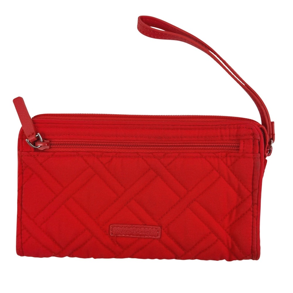 Vera Bradley Red Microfiber Zip Around Wallet Wristlet Organizer Clutch
